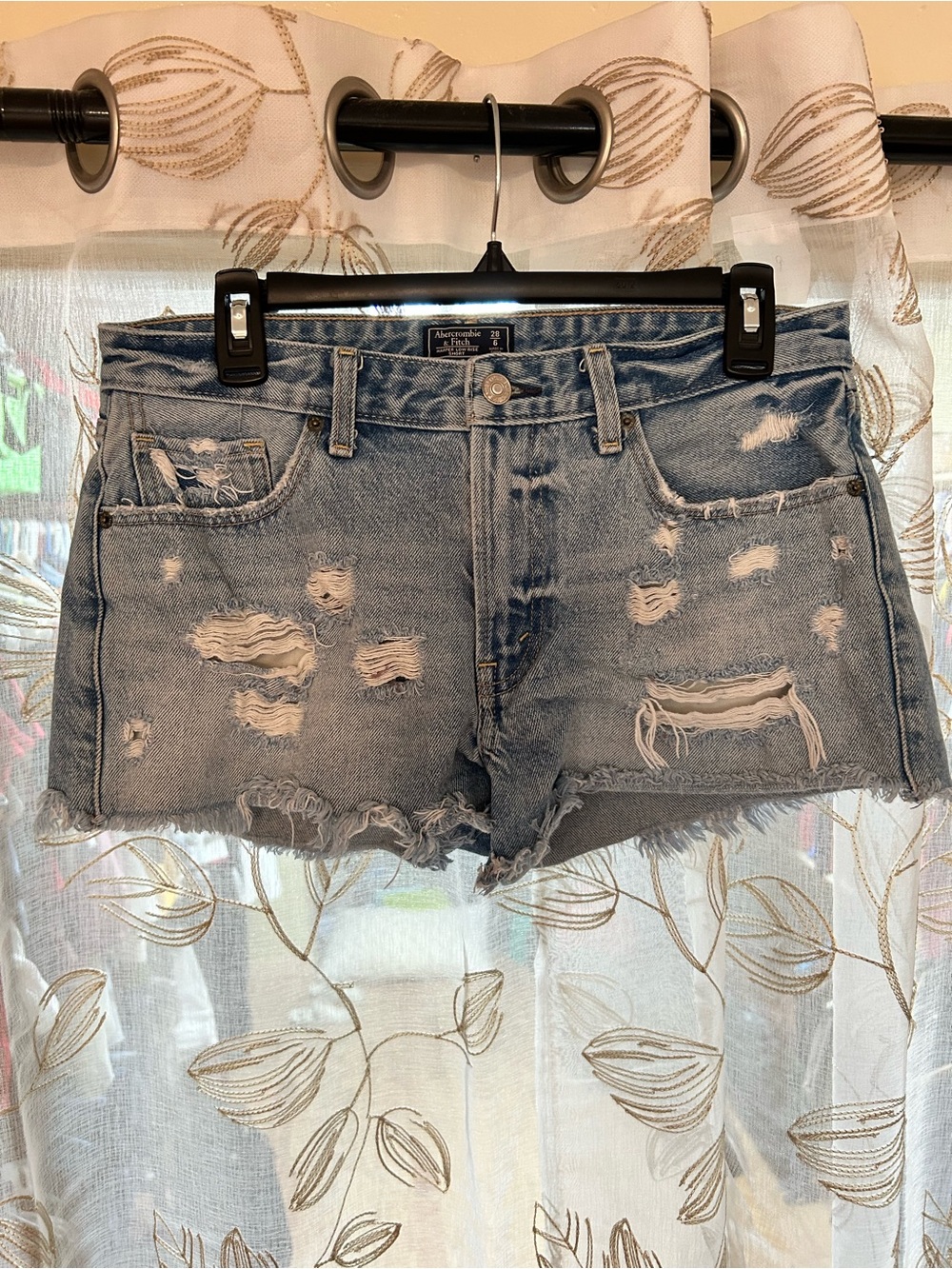 Abercrombie & Fitch Light Blue Distressed Denim Cutoff Shorts